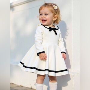 White Dress with Black Trim for Kids
